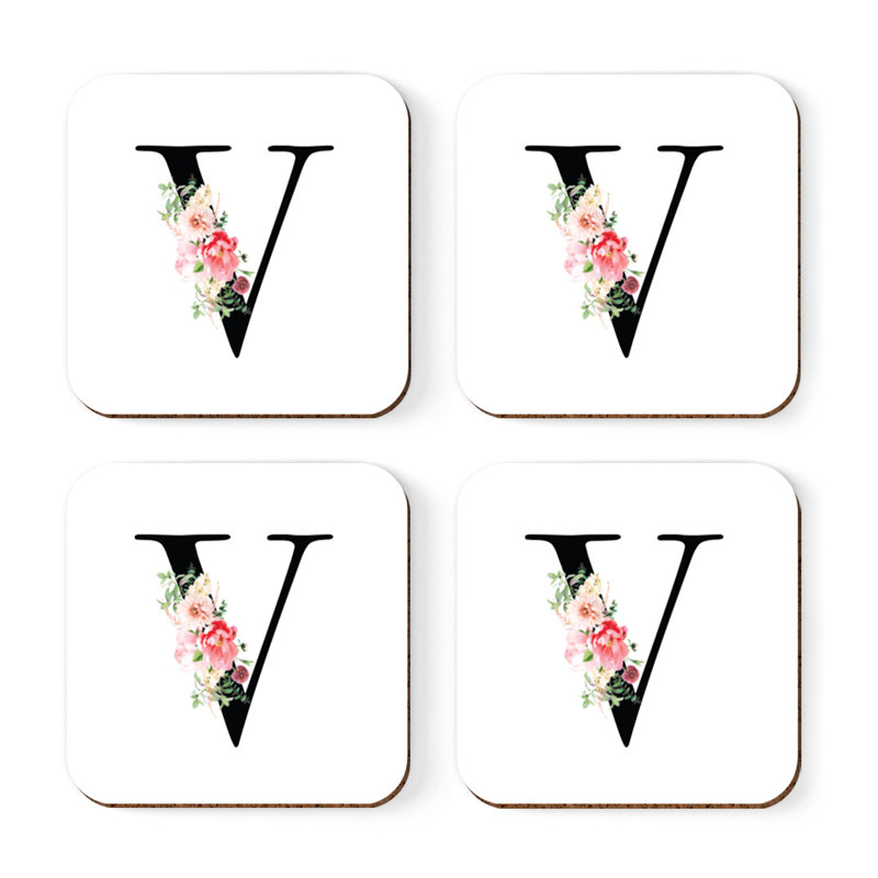 Sous-verre à motif floral rosé, V