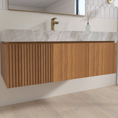 Meuble-lavabo mural simple 48 po avec plateau en pierre frittée 48 po