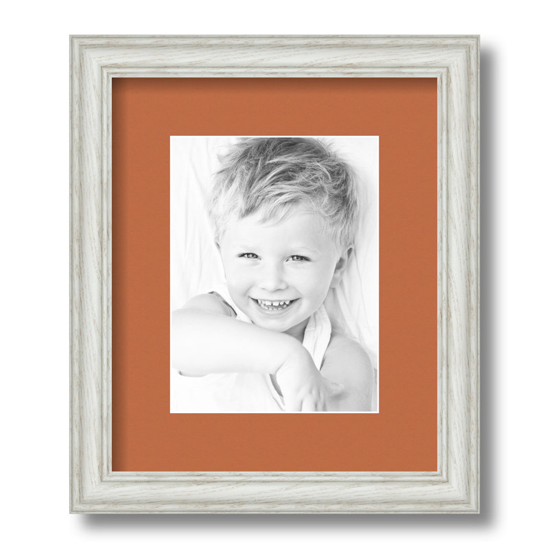 Wood Matte Picture Frame with Mat, Red Orange