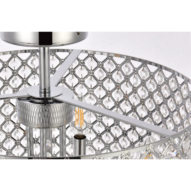 Dusin Semi Flush Mount, Chrome, Chrome/Clear, 19" H x 17" W x 17" D