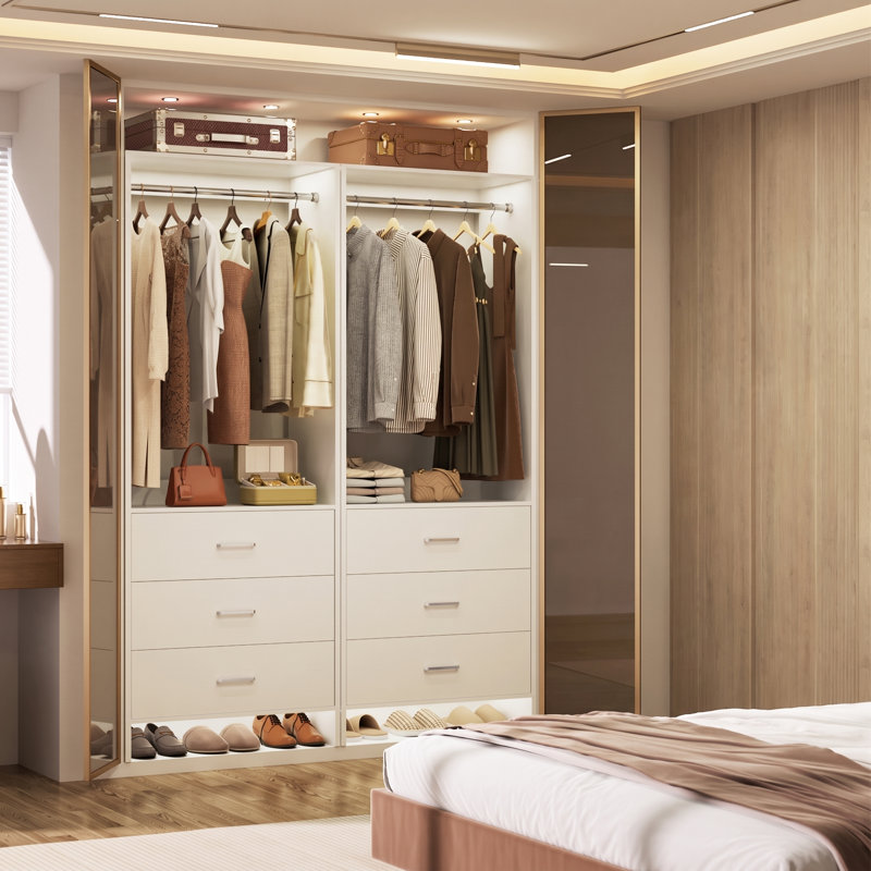 4ft Closet System with Wooden Drawers, White