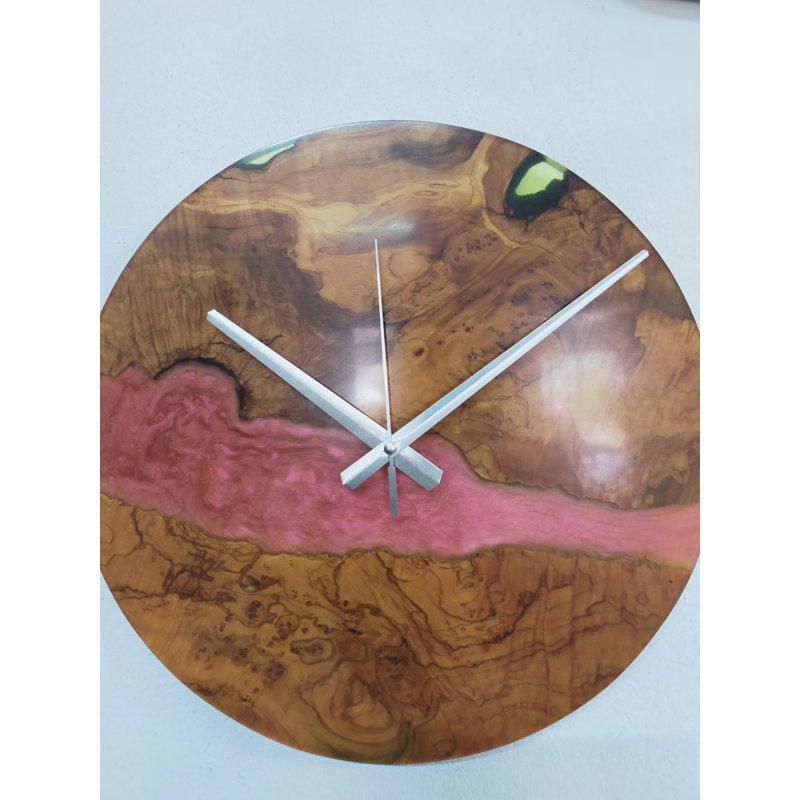 14 po de diamètre, horloge murale en résine, horloge murale, horloge murale en bois, décoration murale, horloge murale en bois, grande horloge murale