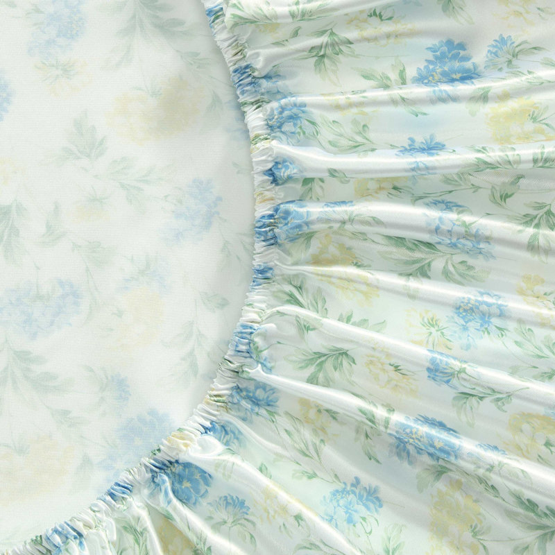 Ensemble de draps Laura Ashley, Ensemble de draps pour lit simple avec 1 taie d'or, Edwina Blue