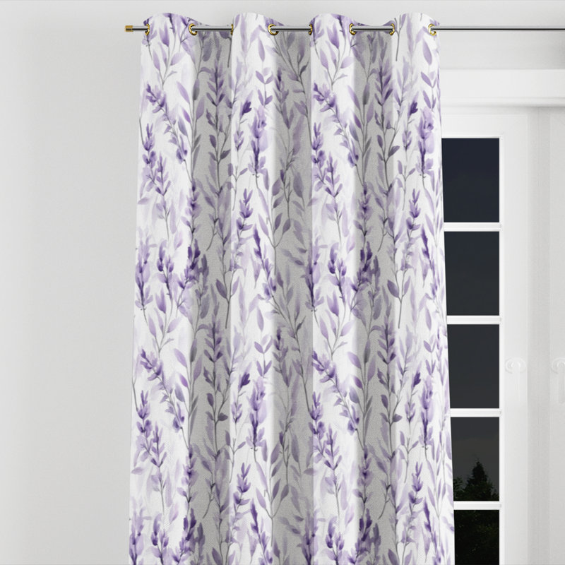 Floral Rideaux - Rideau à œillets Lavender, L 52 po x L 108 po, Œillets dorés