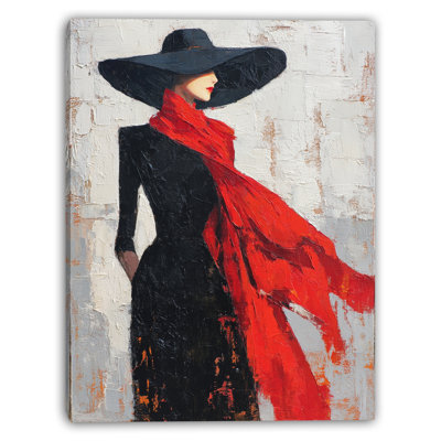 «Lady in Red Scarf», art mural sur toile tendue