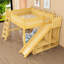 Lit mezzanine en bois avec tablettes, toboggan et échelle-380325444-380325441