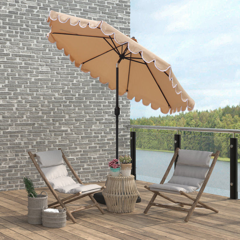 Parasol de patio festonné 9 pi Ogunoust, Brun clair