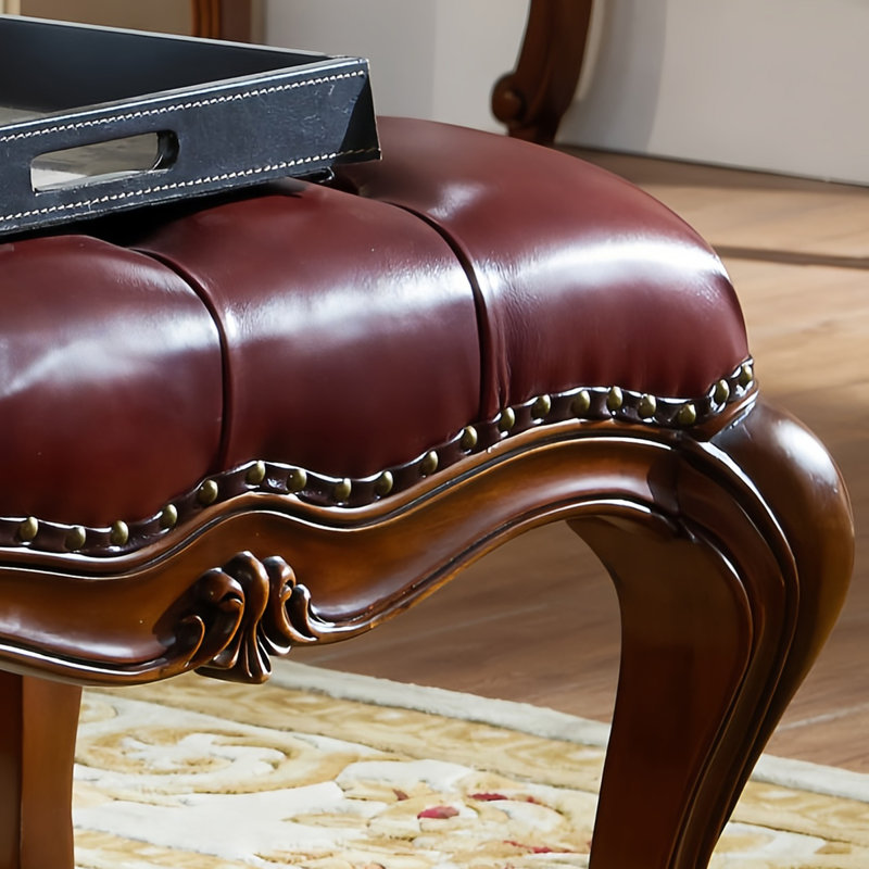 Banc rembourré en cuir véritable Ashmin