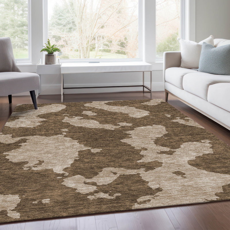 Premium Machine Washable Prisco Brown Rug, Rectangle 2'6" x 3'10"
