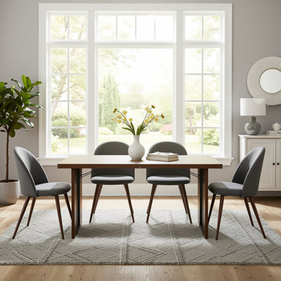 5-Piece Rectangular Wood-Look Dining Table Set With 4 Upholstered Dining Chairs