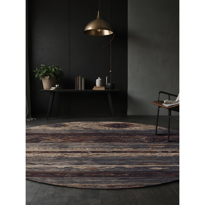 Machine Washable Black Area Rug, Round 7'