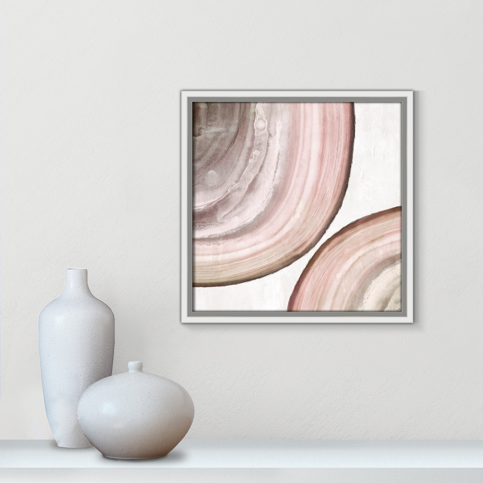 Boyd "Endless Blush" Painting by Eva Watts, White Framed Canvas, 13.5" H x 13.5" W x 2" D