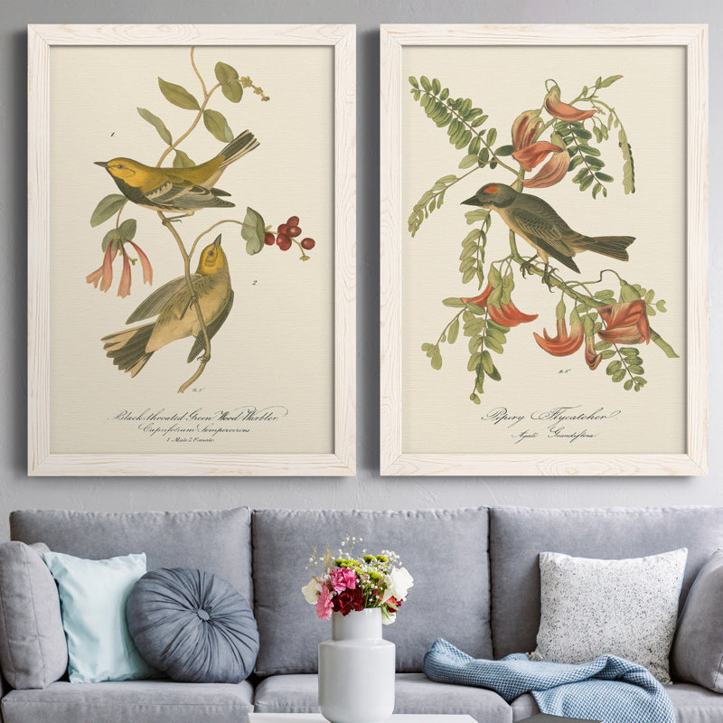 Parure en bois vert à gorge noire - ensemble de 2 reproductions d'art sur toiles, H 43,5 po x l 31,5 po x P 1 po