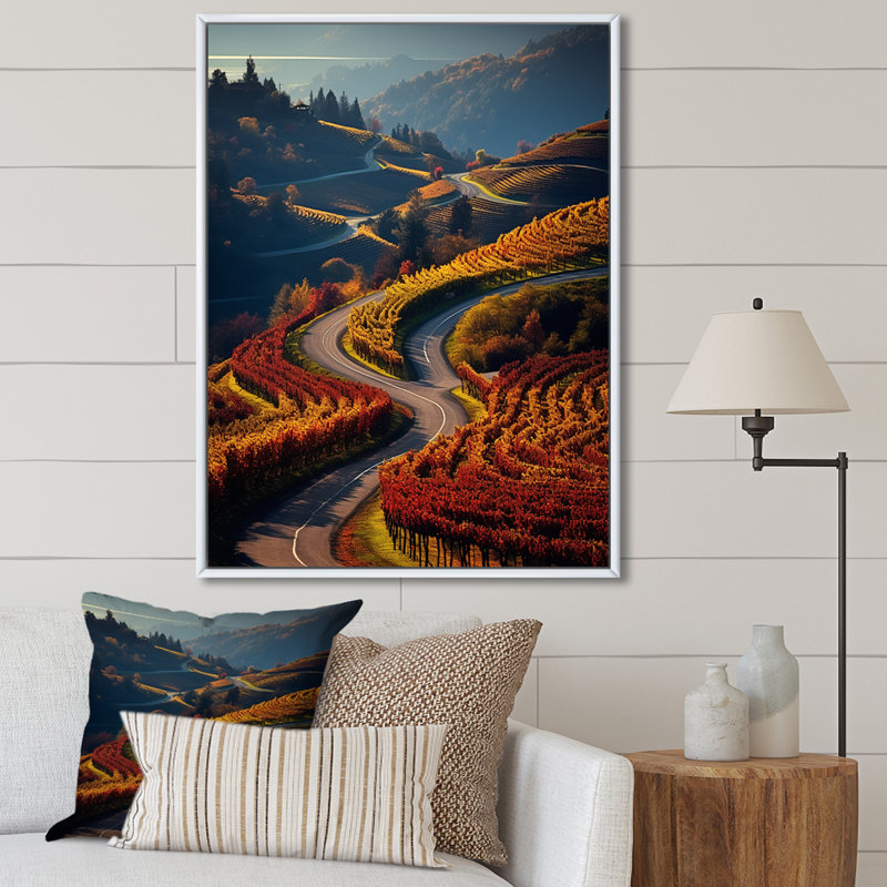 Impression sur toile «Scenic Enchanting Vineyard I - Landscape & Nature», H 40 po x l 30 po x P 1,5 po, Cadre flottant blanc