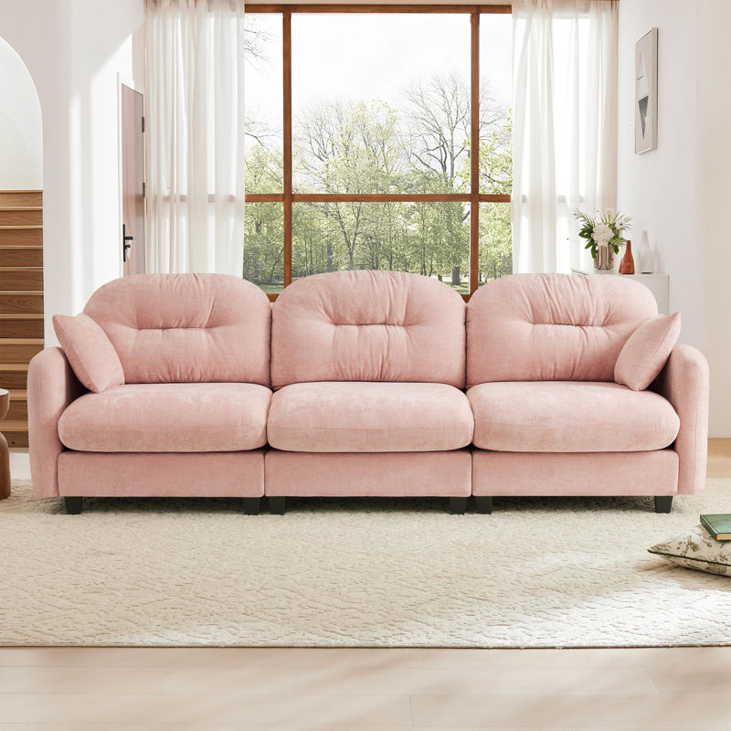 Canapé modulaire à assise en tissu chenille de haute qualité, Rose