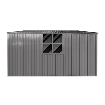 New Outdoor Storage Shed Has Two Functions:Metal Shed And Firewood Shed 14 Ft X 12 Ft, More Suitable For Winter , Grey