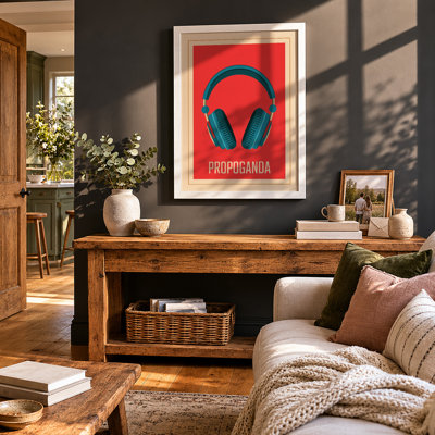 Headphones Bold Graphic Mid-Century - Framed Print
