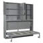 Lit escamotable simple avec armoire de rangement, tablettes, USB et éclairage - Design pliable peu encombrant, gris-145026977