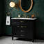 Ensemble de meuble-lavabo 36 po en bois massif et panneau de fibres à densité moyenne avec évier, armoire de rangement robuste avec portes à fermeture en douceur et 3 tiroirs (blanc / noir / vert)-2048689751