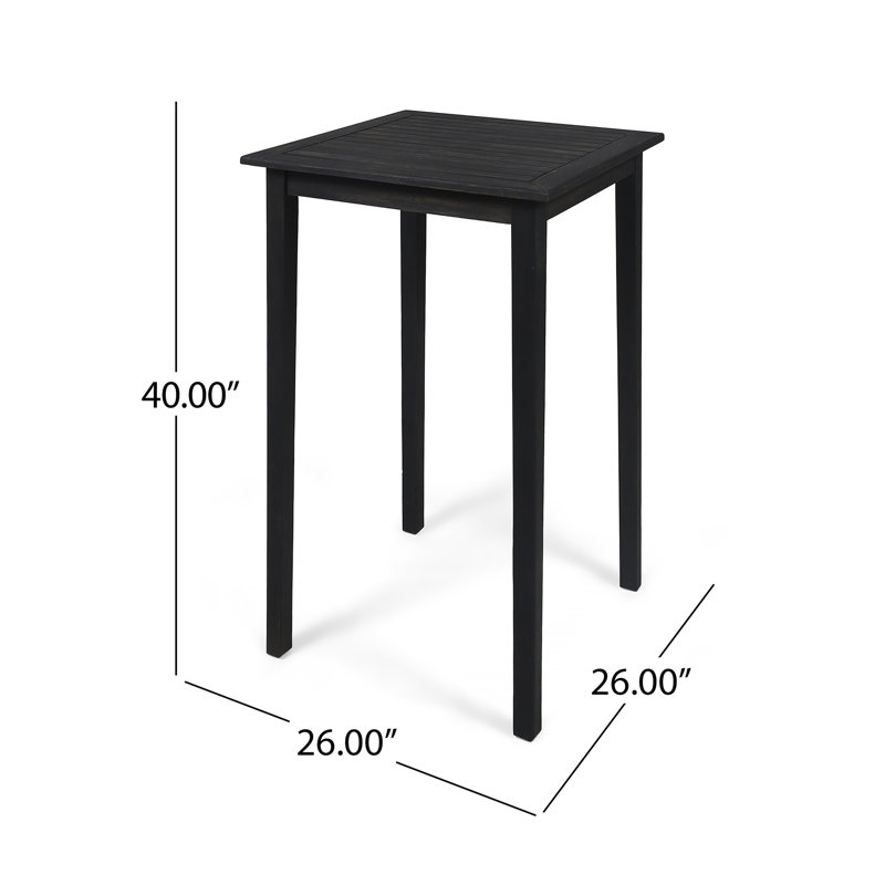 Table de bar d'extérieur carrée en bois d'acacia minimaliste