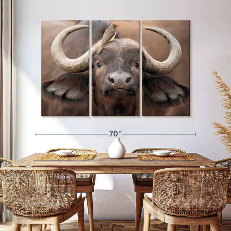 Buffalo And Oxpecker, 24" H x 38" W
