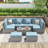Baecher 8 - Person  Wicker / Rattan Outdoor Sectional Seating Group with Cushions & Pillows (Fully Assembled)-185886193