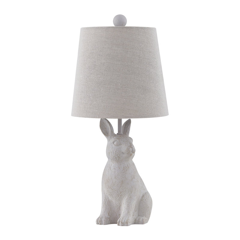 Lampe de table en résine 19 po avec abat-jour H 19 po, Blanc, Beige