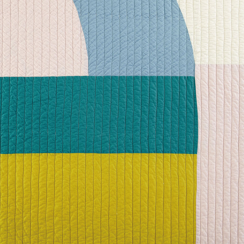 Modshapes Pink and Blue Cotton Twin Quilt Set