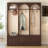 Farmhouse Wooden Style Hall Tree With Arched Design, Elegant Entryway Bench With Retro Hooks, Rustic Coat Rack & Shoe Organizer With Drawers For Living Room-1669221220
