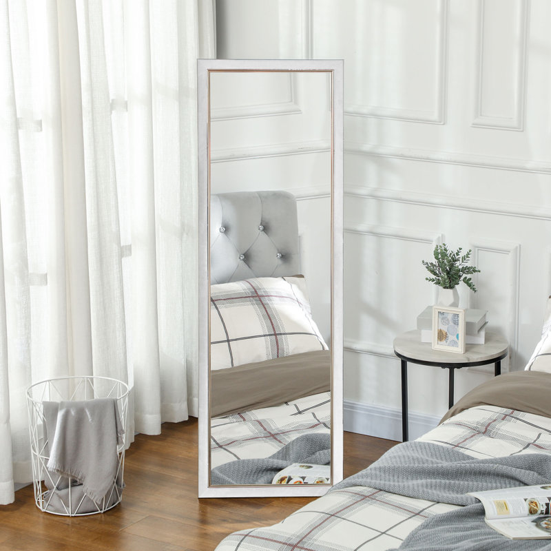 Miroir pleine grandeur sur pied incliné 64 po x 21 po, Blanc