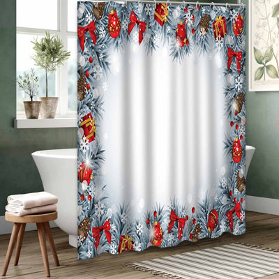 Red Waterproof Shower Curtain, Shower Curtains for Bathroom with 12 Hooks