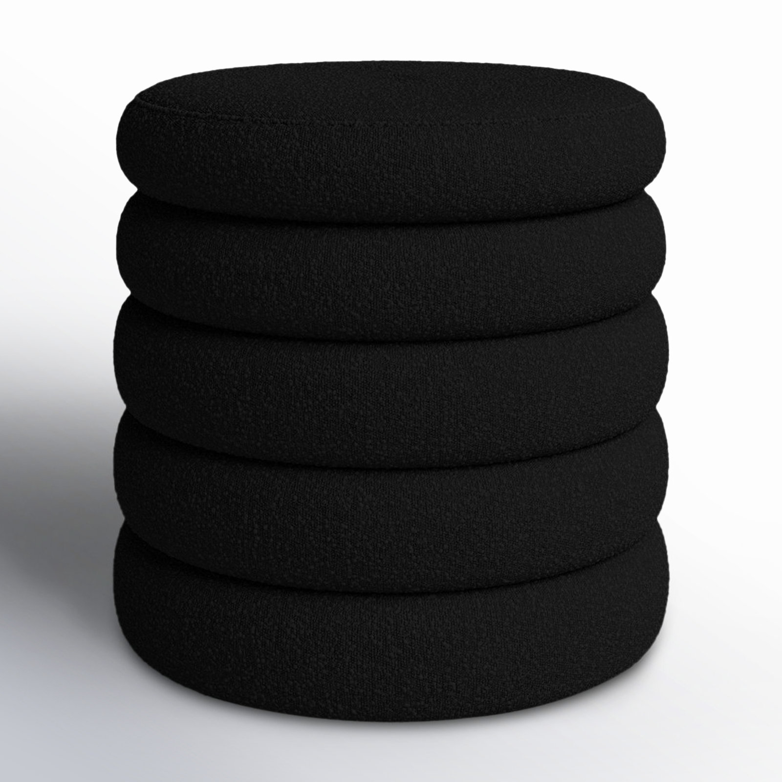 Helene Upholstered Storage Ottoman, Black Boucle