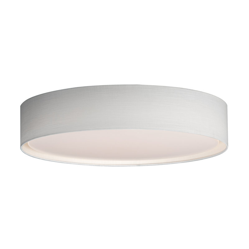 Cathelene Fabric LED Flush Mount, White Linen, 6" H x 16" W x 16" D