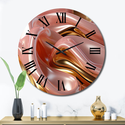 Horloge murale rose et or