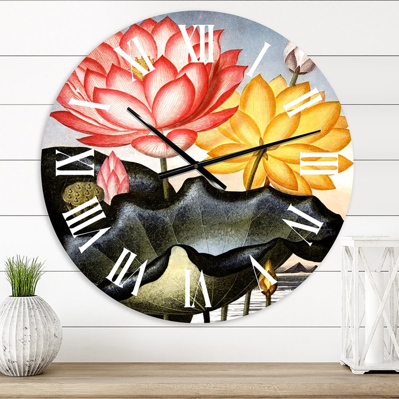 Vintage Flowers II - Horloge murale traditionnelle, Très petit