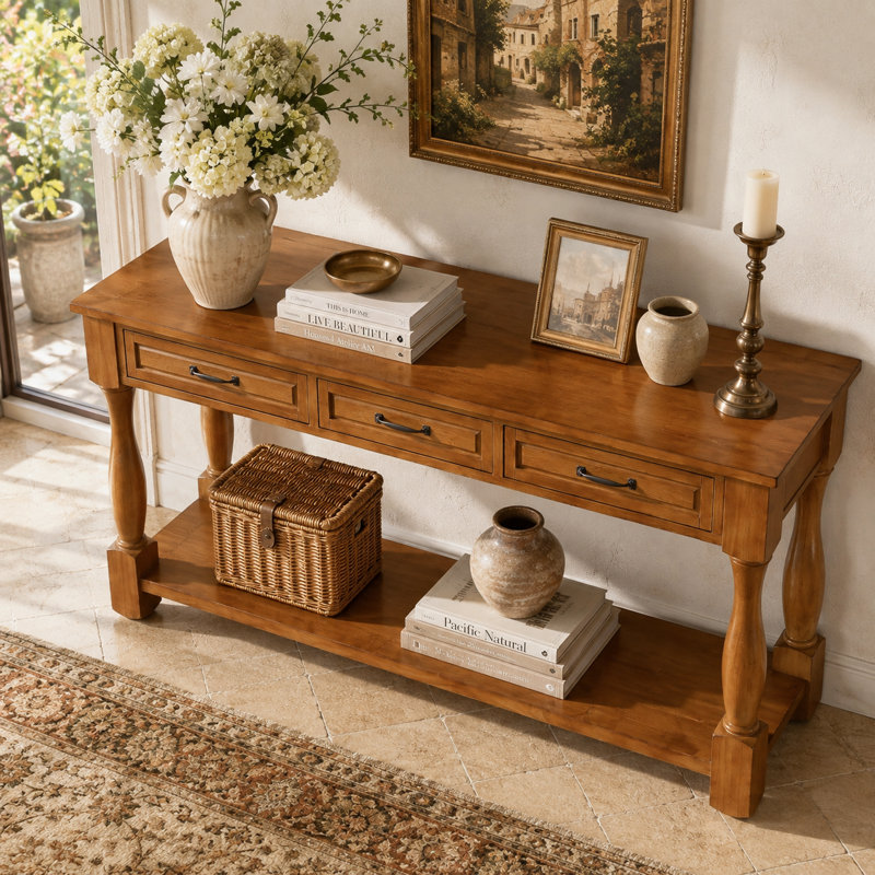 Console en bois Velmont, Brun