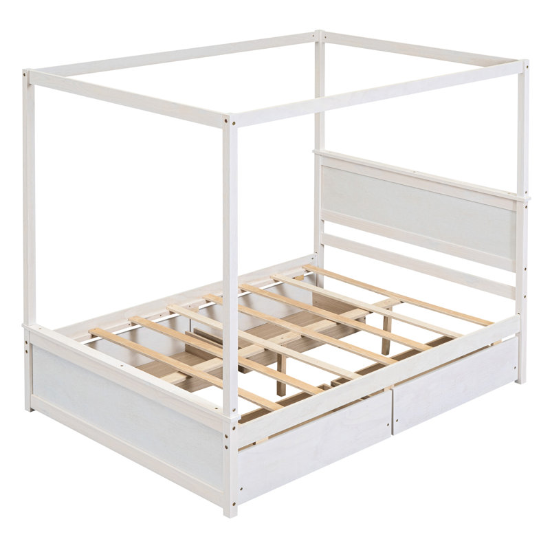 Lit double à baldaquin blanc - créer une tête de lit intégrée pour un environnement de sommeil paisible, espace supplémentaire