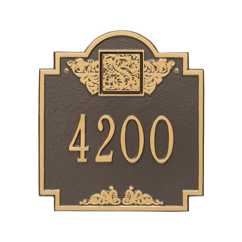 Plaque d'adresse murale monogramme à 1 ligne, Bronze et doré, Oui