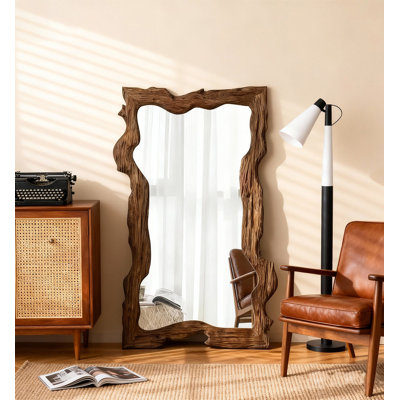 Miroir pleine grandeur rétro patiné à bords irréguliers