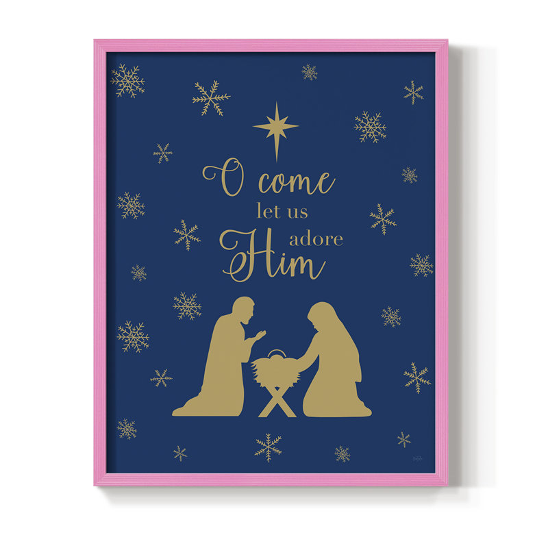 «Come Let Us Adore him», reproduction encadrée - bois massif, H 15 po x l 12 po, Rose