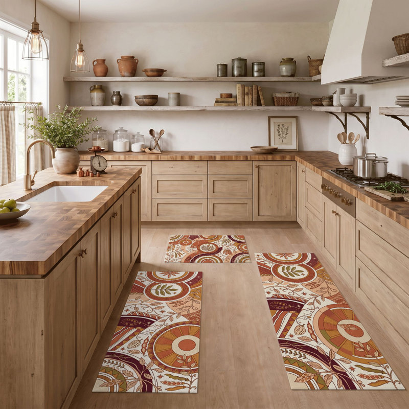 Geometric Floral Non-Slip Washable Kitchen Mats