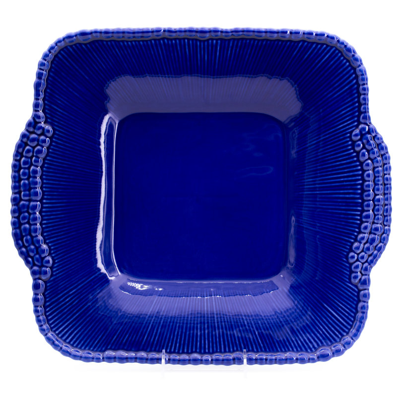 Sarar Square Platter with Handles, Blue