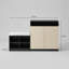 Range-chaussures et banc d'entrée - Rangement 3 en 1 avec portes à lattes ondulées, tablettes réglables et coussin amovible (55 po de long)-1313631291