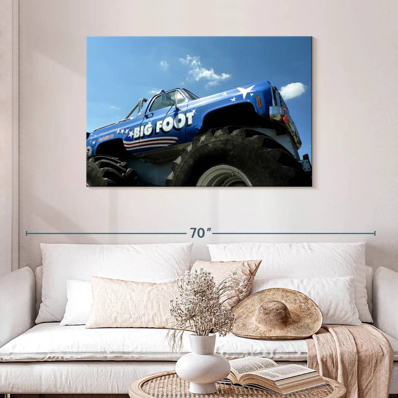 Grand camion monstre bleu Mehar, H 30 po x l 45 po