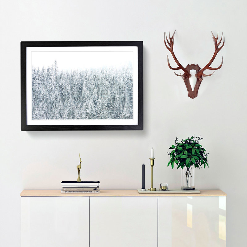 Winter Forest - Picture Frame Painting Print, Black Framed, 40cm H x 60cm W x 2cm D