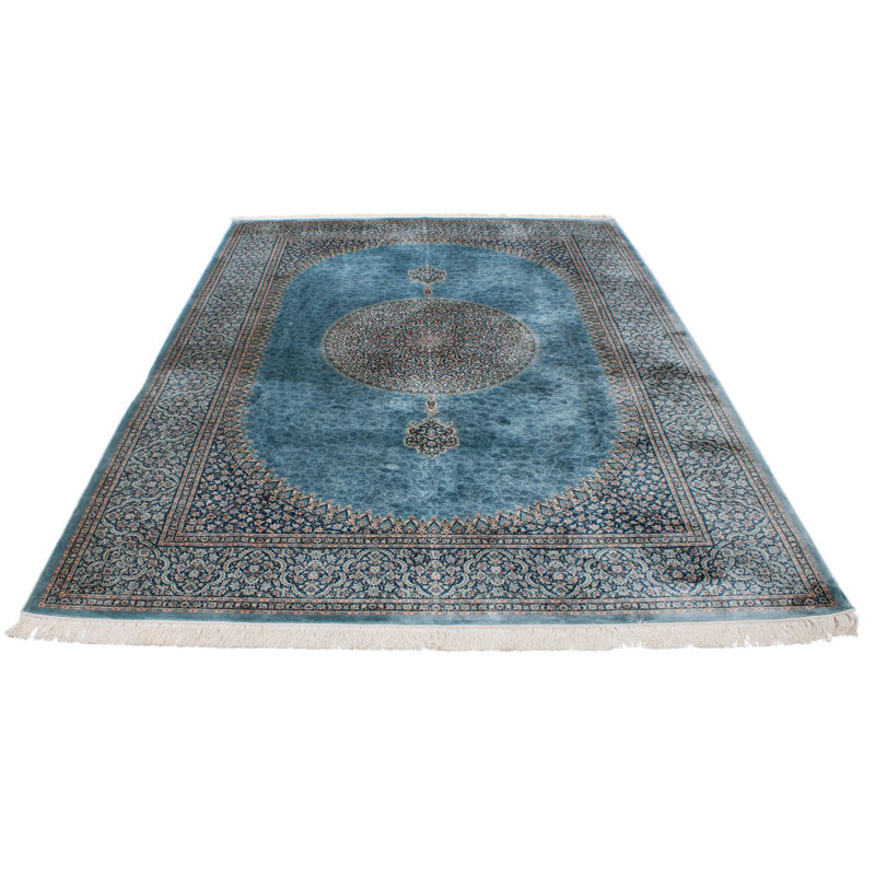 Tapis turc bleu et multicolore 7 x 7 7 po