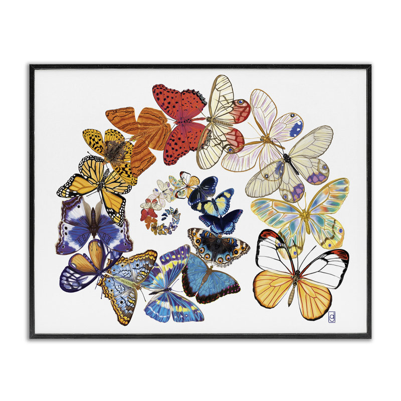 «Fly Away Butterflies», estampe numérique encadrée par Ann Jasperson, Giclée encadrée noir minuit, H 11 po x l 14 po