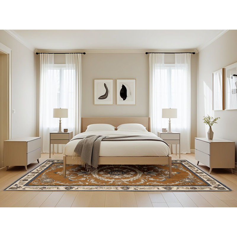 Tapis brun français lavable à la machine, Rectangle de 5 pi x 8 pi
