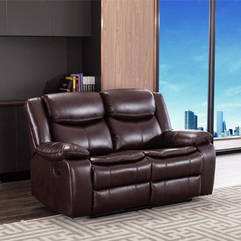 Causeuse inclinable et respirante en cuir pour salon, Marron foncé