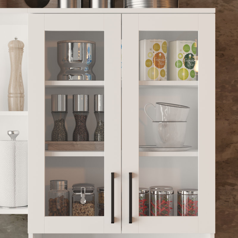 Buffet de 94,5 po de large avec garde-manger, Blanc
